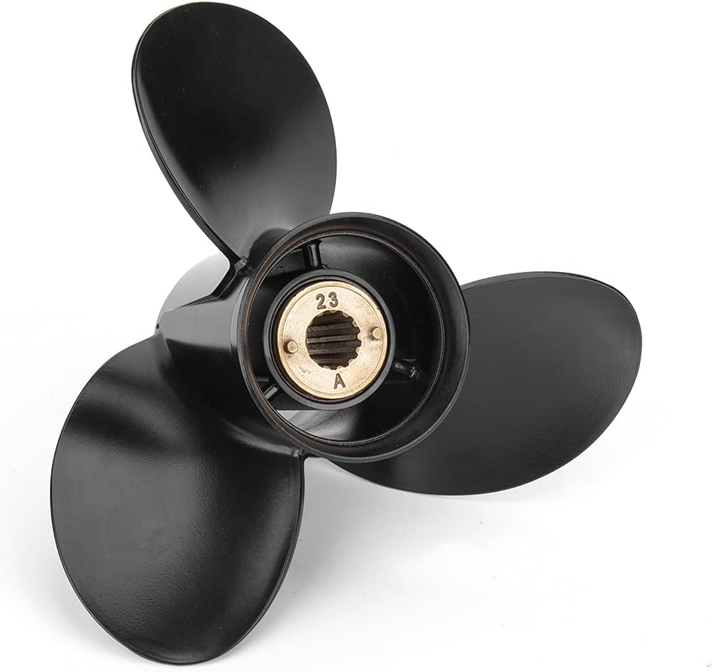 Qiclear Marine 10 1/2 x 13, 10 1/4 x 14, 10 3/8 x 14 Pitch 13 Spline Tooth OEM Aluminum Outboard Propellers fit Mercury Motos 30-70HP/25hp Bigfoot(4 Stroke),Hub Kits Installed,RH Pack of 2