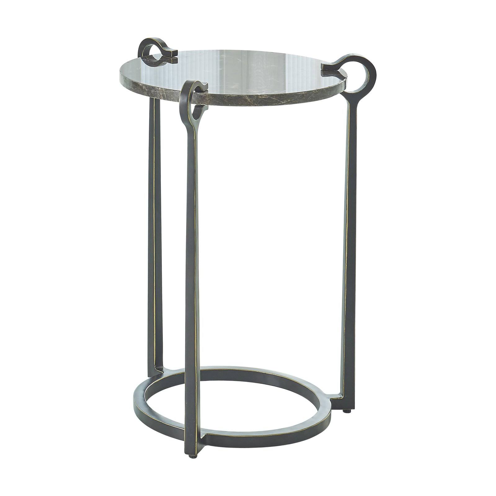 Round Clamp Accent Table-Bronze w/Brown Marble, Studio A 7.90887