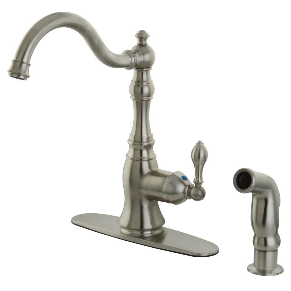 Kingston Brass GS7708ACLSP Gourmetier American Classic Single Handle Kitchen Faucet, Satin Nickel