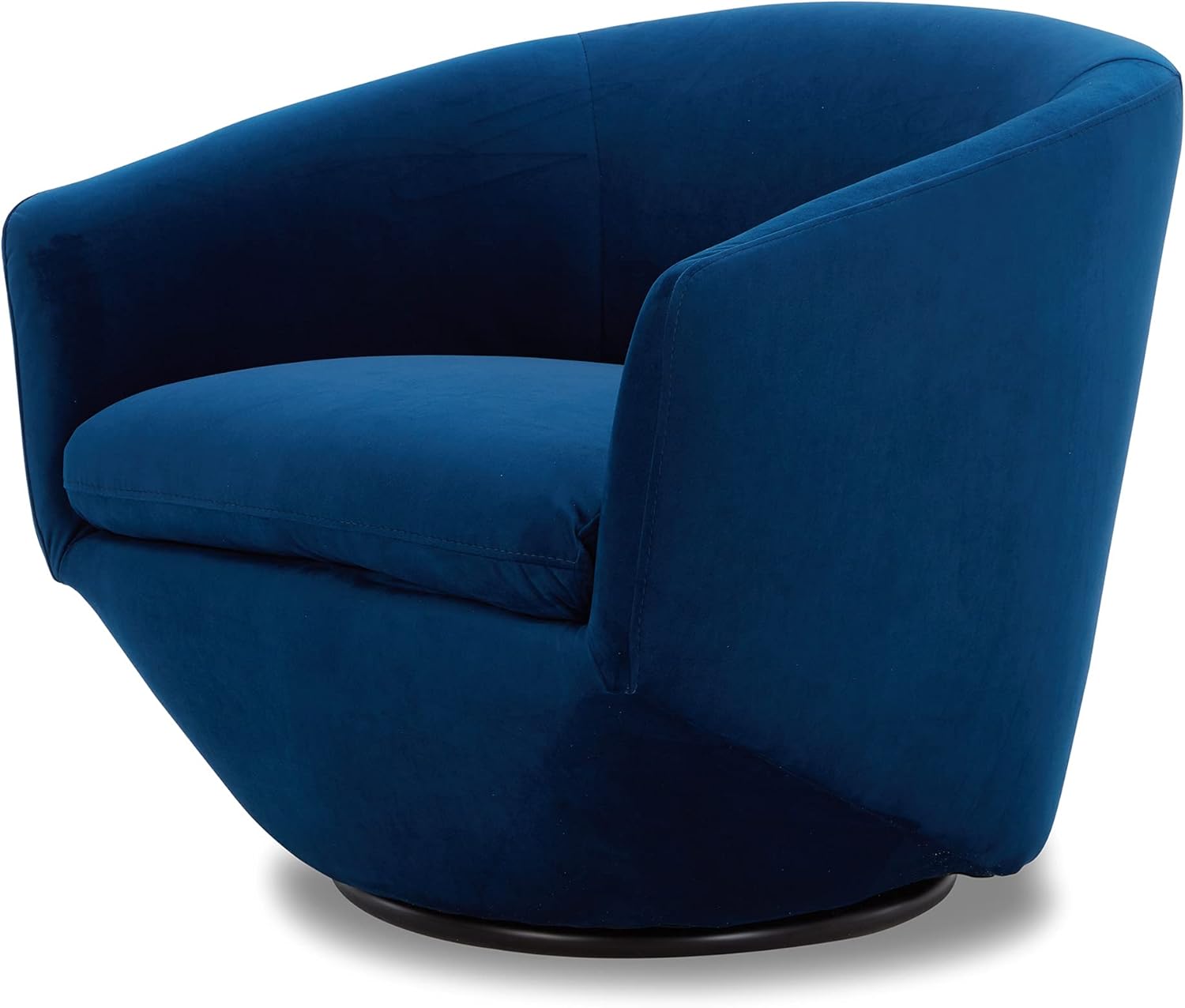 CHITA Swivel Armchair, Barrel Accent Chair in Velvet Fabric for Living Room Round Chair with Metal Base, Fully Assembled, Blue