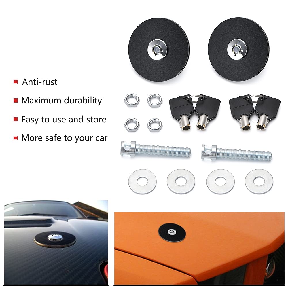 Hypertune Racing Engine Bonnet Flush Plus with Key Hood Pin Latch Kit Black