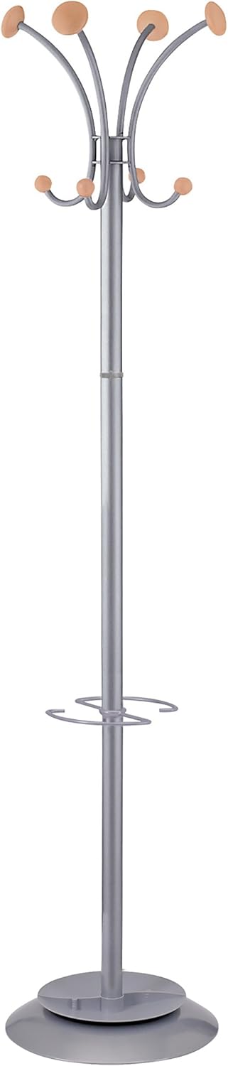 Alba Classic Floor Coat Rack/Stand with 4-Double Pegs, Black