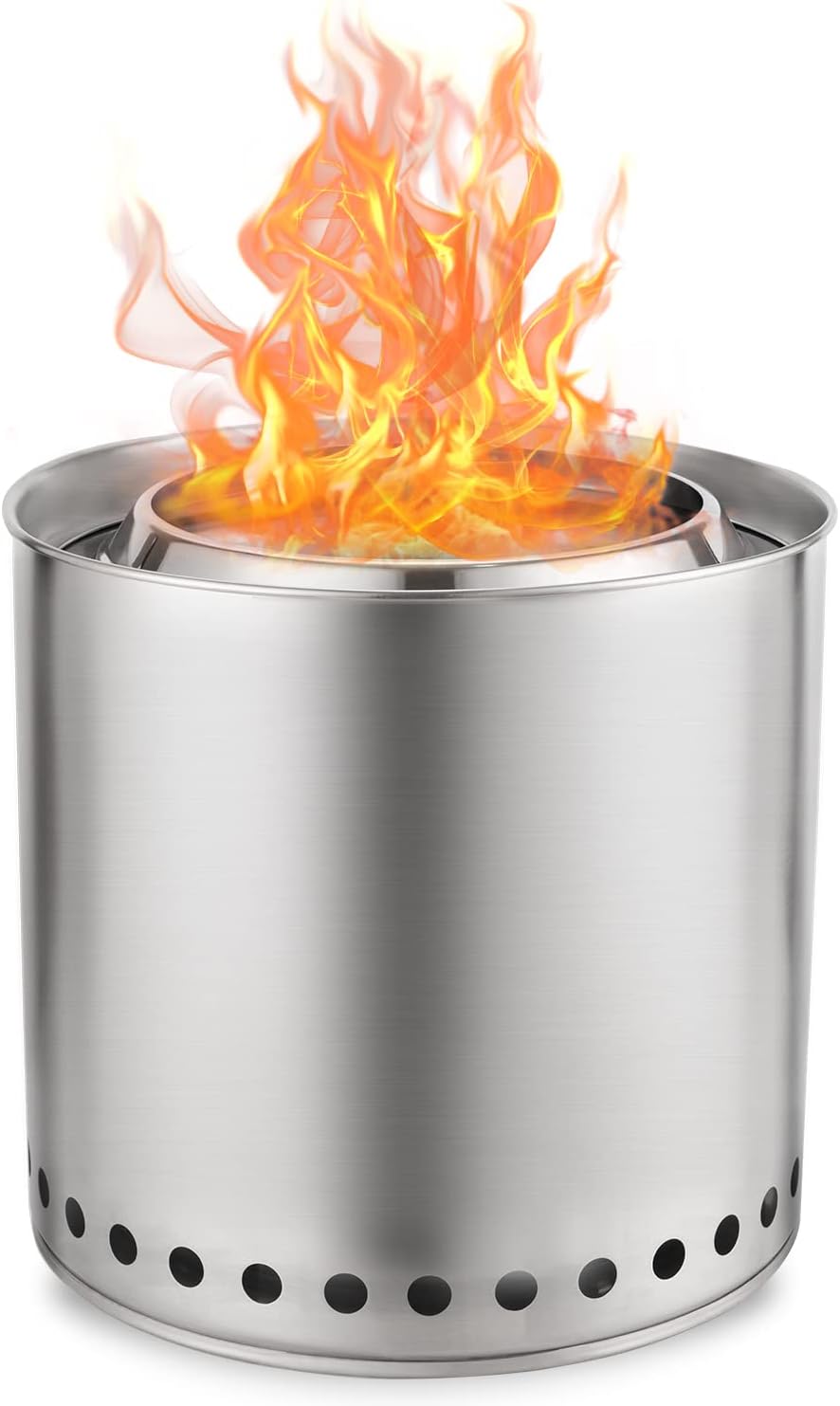 Single Stove Stainless Steel Smokeless Fire Pit Portable Backyard Natural Wood Burning Brazier | Gas Free or Propane Stainless Steel Brazier for Wood Burning and Low Smoke Outdoor Large Fire Pit