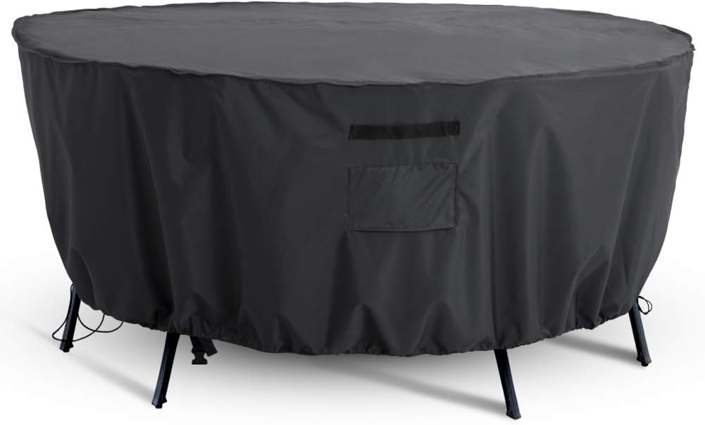 Tempera Outdoor Round Table Cover, Sectional Sofa, Dining Set Cover, Anti-Fading, Waterproof Patio Cover for Outdoor Furniture, Space Grey, 72 inches Diameter