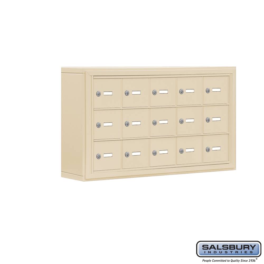 Salsbury 19035-15SSK 5 in. Cell Phone Storage Locker - 3 Door High Unit - 15 A Doors - Sandstone - Surface Mounted - Master Keye