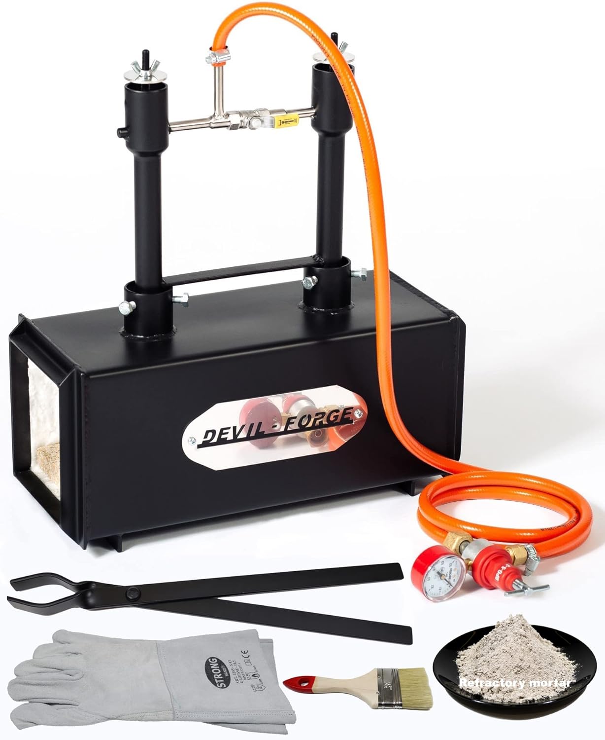 Gas Propane Forge - DFPROF2 | with 2 DFP (80,000 BTU) Burners | Knifemaking Farrier Blacksmith | Burners with Gas Ball Valve (Use 1 or 2 Burners)