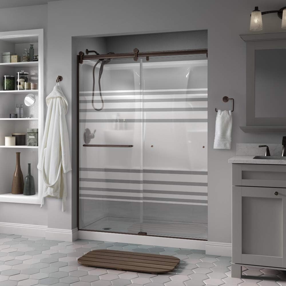 Delta Shower Doors SD3172686 Windemere Semi-Frameless Contemporary Sliding Door 60in.x71in, Chrome Track