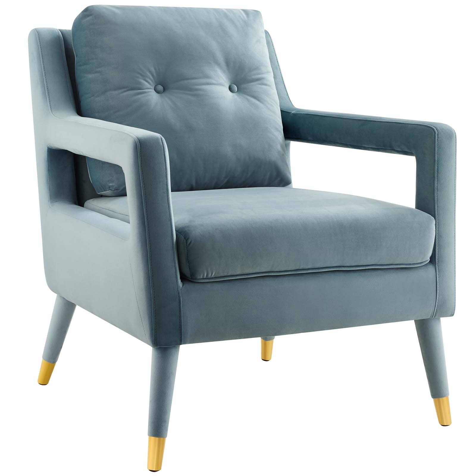 Modway Premise Accent Lounge Performance Velvet Armchair - Light Blue