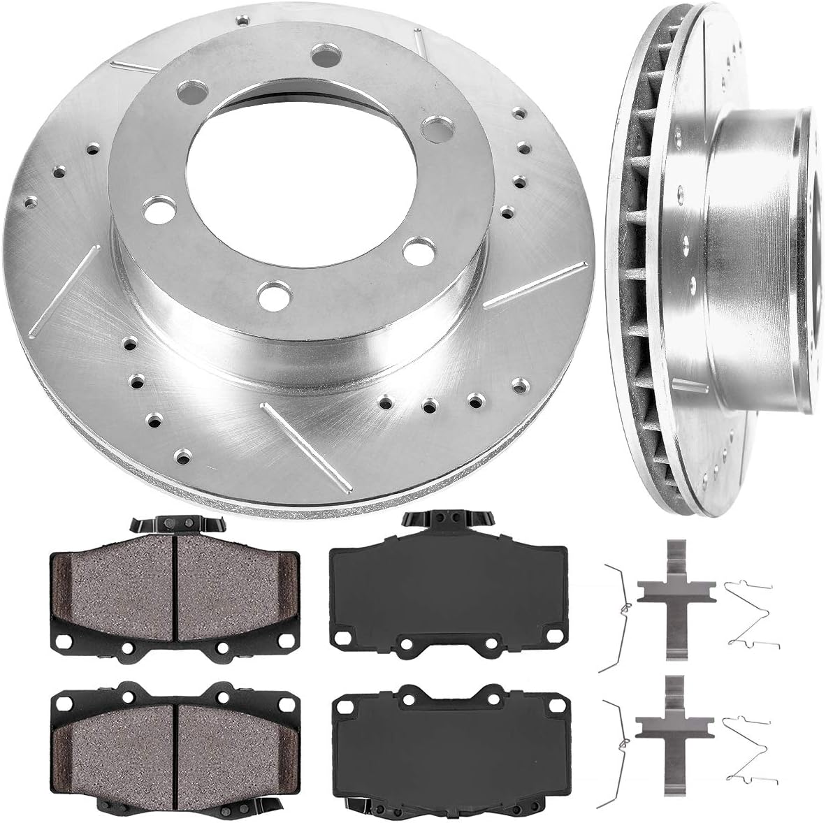 Callahan CDS02131 FRONT 297mm D/S 6 Lug [2] Rotors + Ceramic Brake Pads + Hardware [ fit Toyota 4Runner Tacoma ]