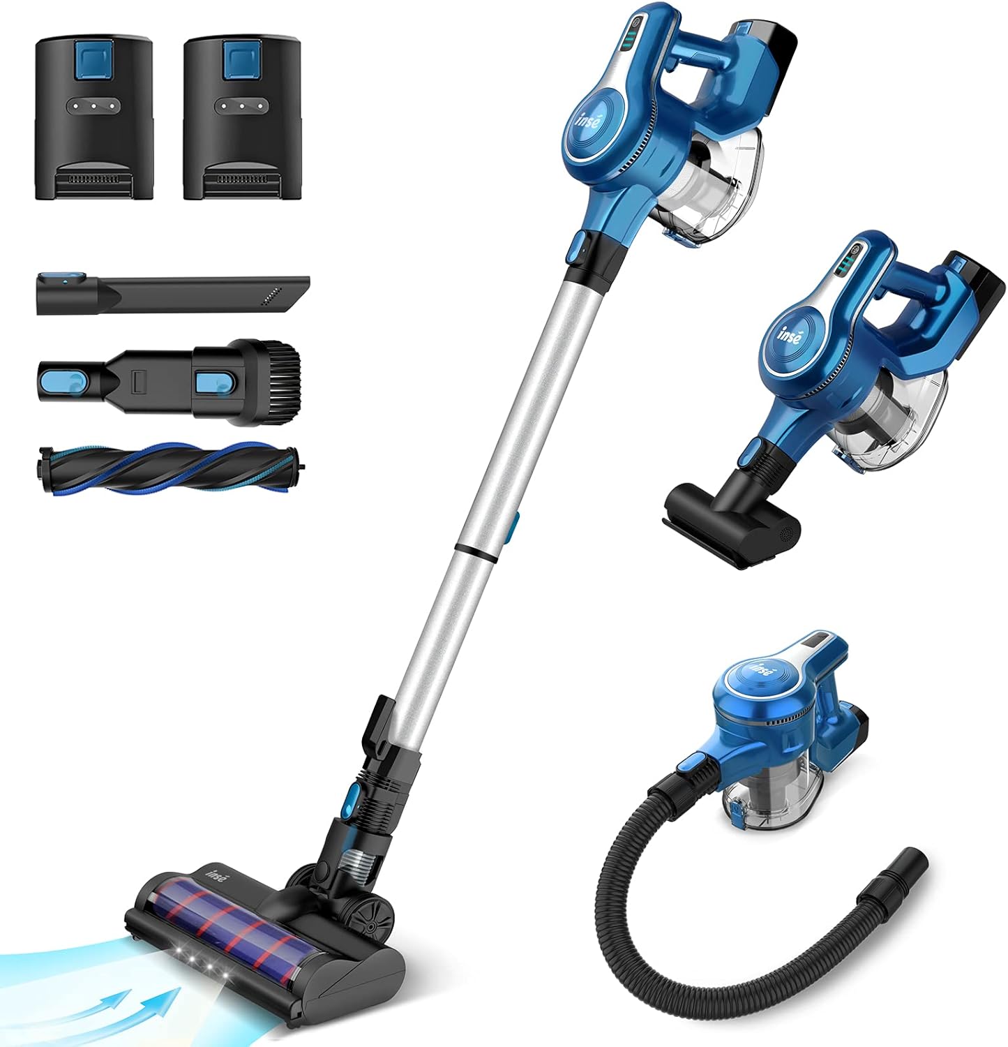 INSE Cordless Vacuum Cleaner, Rechargeable Battery Cordless Stick Vacuum, Up to 80mins Run-time, Powerful Suction Lightweight Handheld vaccumm for Home Hardwood Floor Carpet Pet Hair, S6P Pro