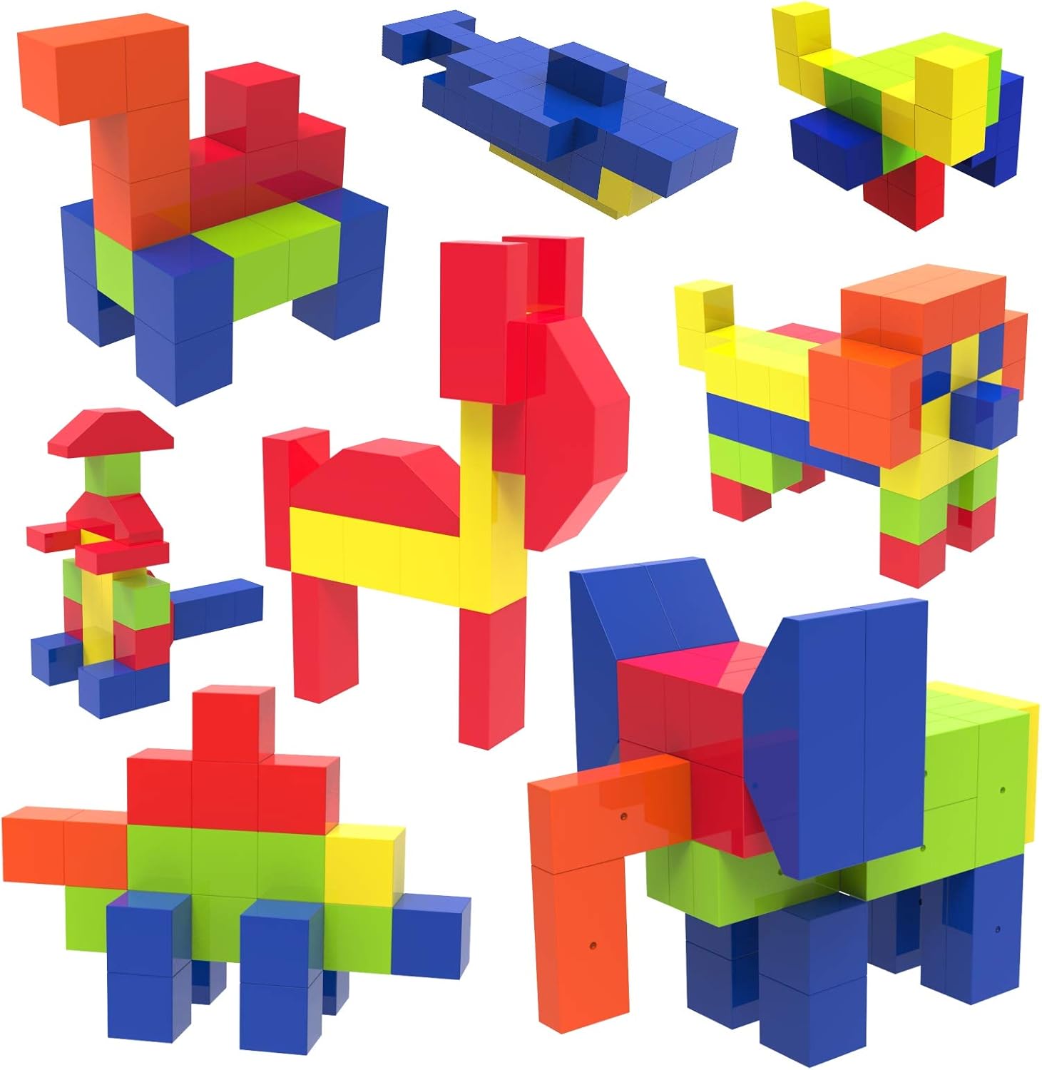 VOHOHO Maggi Block-Magnetic Blocks 100pcs Magnetic Cubes, Magnetic Rectangular & Magnetic Trapezoid Building Toys, STEM Toys ,Austism Toys Building Blocks-Sensory Toys for Kids Pack of 2