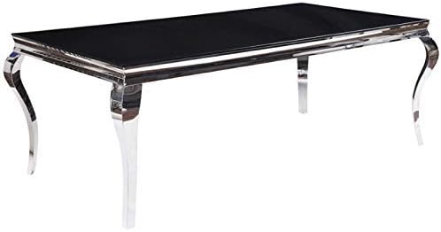 ACME FURNITURE Fabiola Dining Table - - Stainless Steel & Black Glass