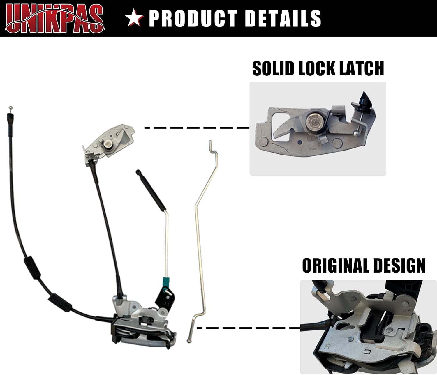 Door latch assembly w/cable&rod compatible for Ford E150 E250 E350 Rear Right Cargo door connective repair lock latch replace 6C2Z-15431A02-AA Pack of 2