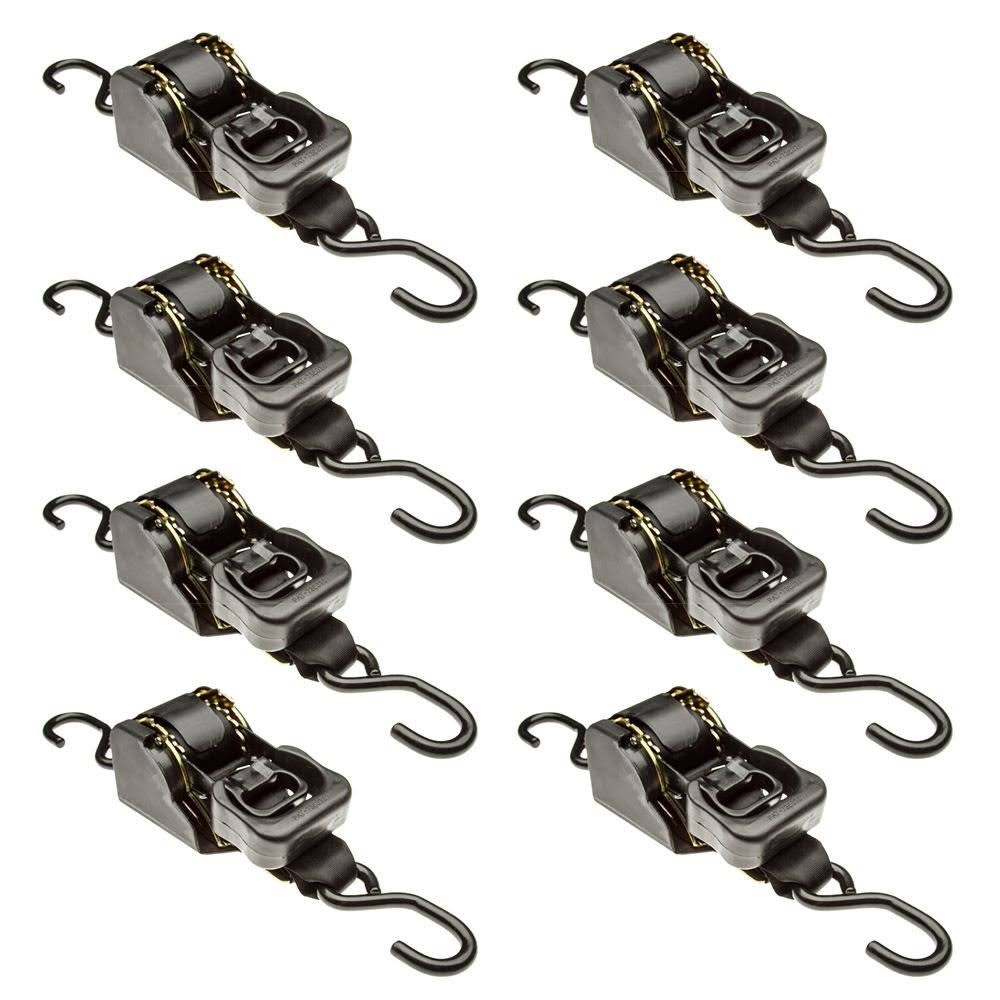 8-Pack - 2x22 x 10& Retractable Ratchet Strap with S-Hooks