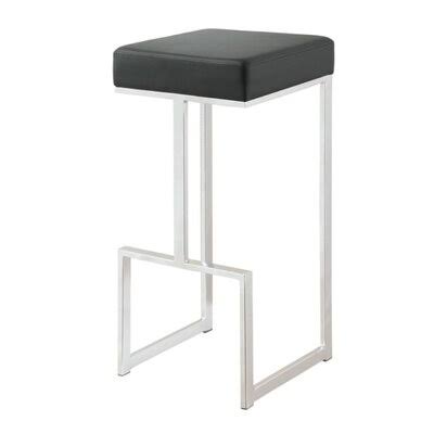 Square Bar Stool Black and Chrome by Coaster Brayden Studio