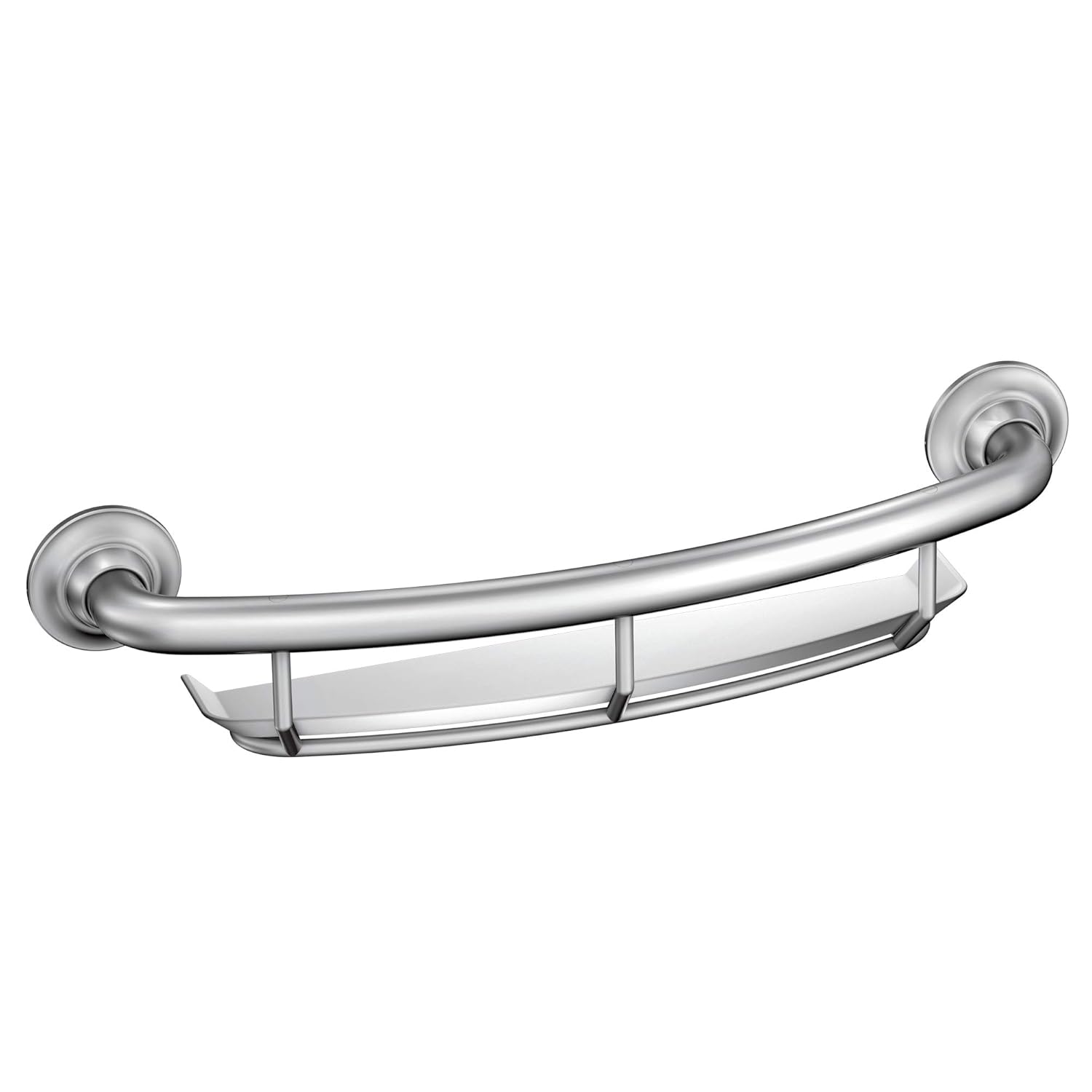 Moen LR2356DCH Home Care 16-Inch Screw-in Curved Bath Safety Grab Bar with Built-in Shelf, Chrome Pack of 2