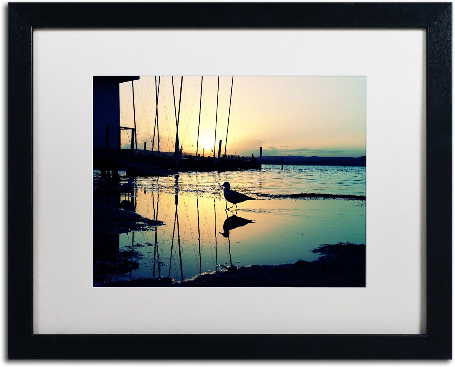 Lonely at Sunset Artwork Beata Czyzowska Young in White Matte and Black Frame, 16 by 20-Inch Pack of 2