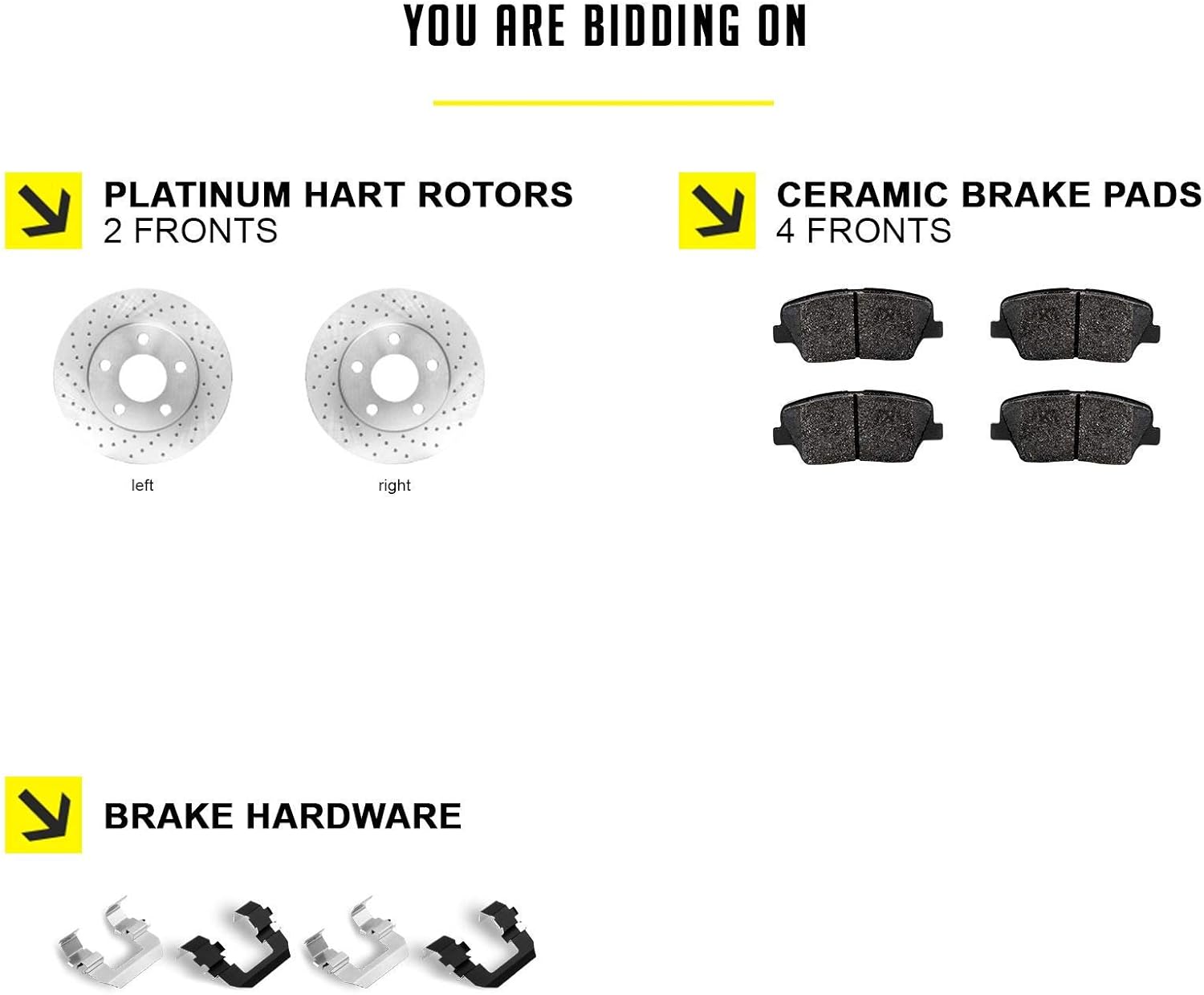 Hart Brakes Front Brakes and Rotors Kit |Front Brake Pads| Brake Rotors and Pads| Ceramic Brake Pads and Rotors |fits 2003-2007 Honda Accord, 2014-2015 Honda Civic