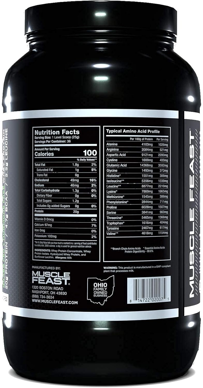 Muscle Feast 100% Grass-Fed Whey Protein, Pastured Raised Hormone Free All Natural, Unflavored, 2lb Pack of 2