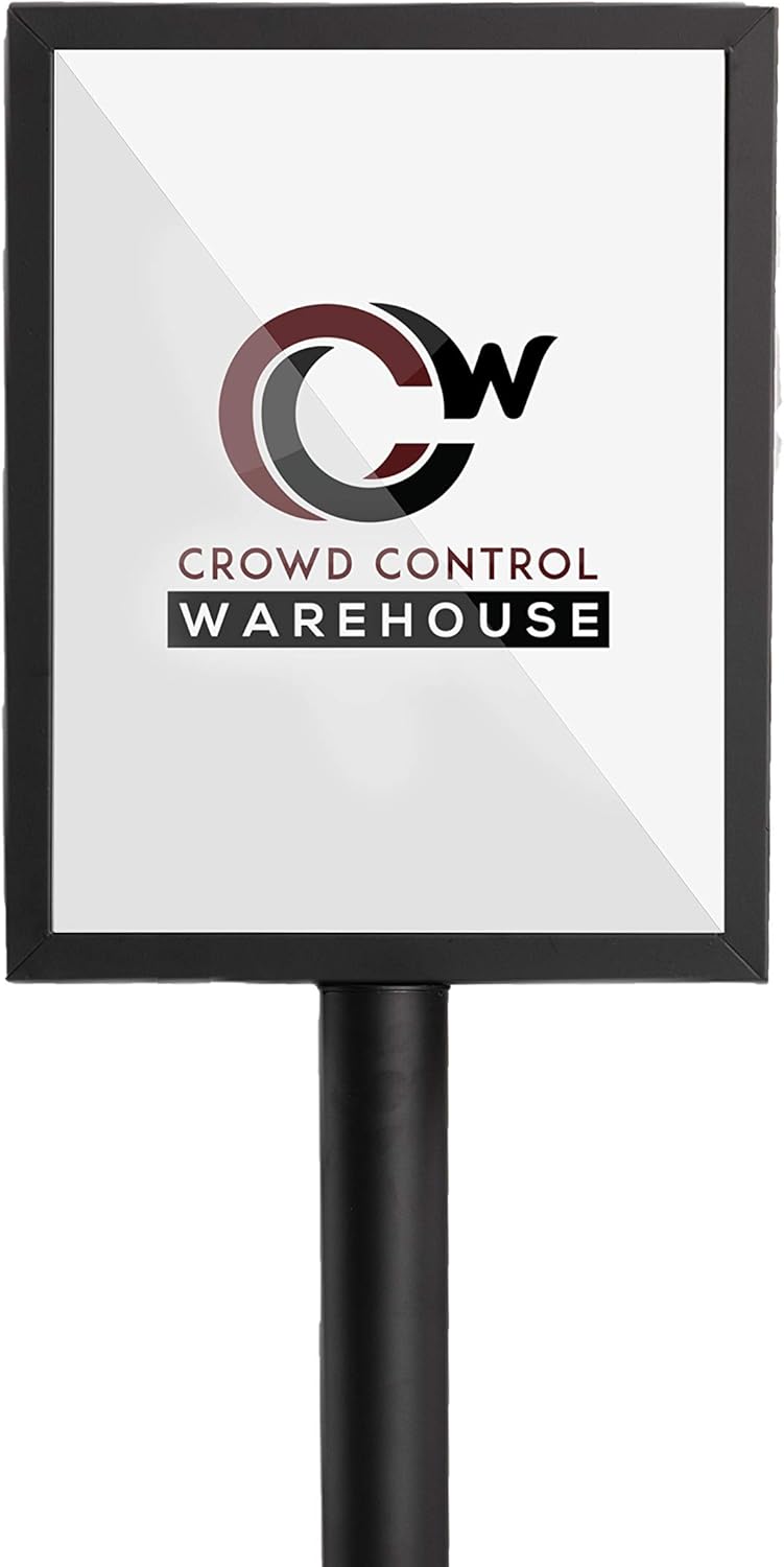 Pedestal Standing Floor Sign Frame with Sloped Base, 11 x 14 Inch Vertical, Black Powder Coated Steel - CCW Series SFFS-100
