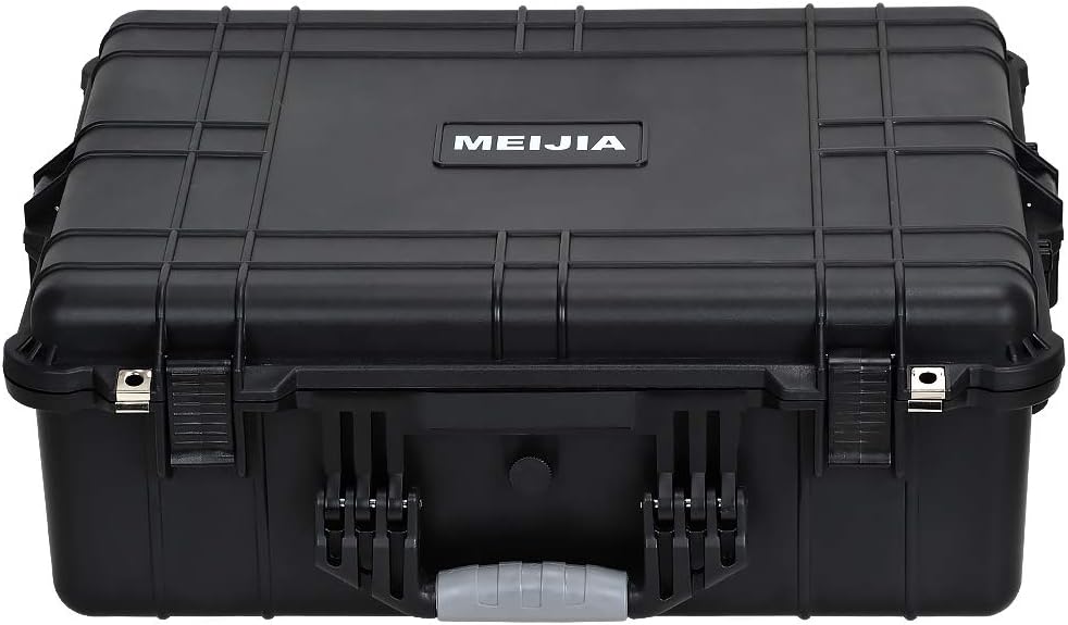 MEIJIA Portable Waterproof Protective Hard Case,Camera Case With Customizable Fit Foam Insert, Elegant Black, 24.25