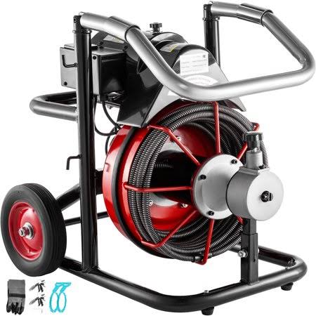 Vevor Drain Auger Sewer Snake Drain Cleaner Machine,Autofeed Plumbing Snake Drain Clog Remover Tools with Cutters and Gloves for