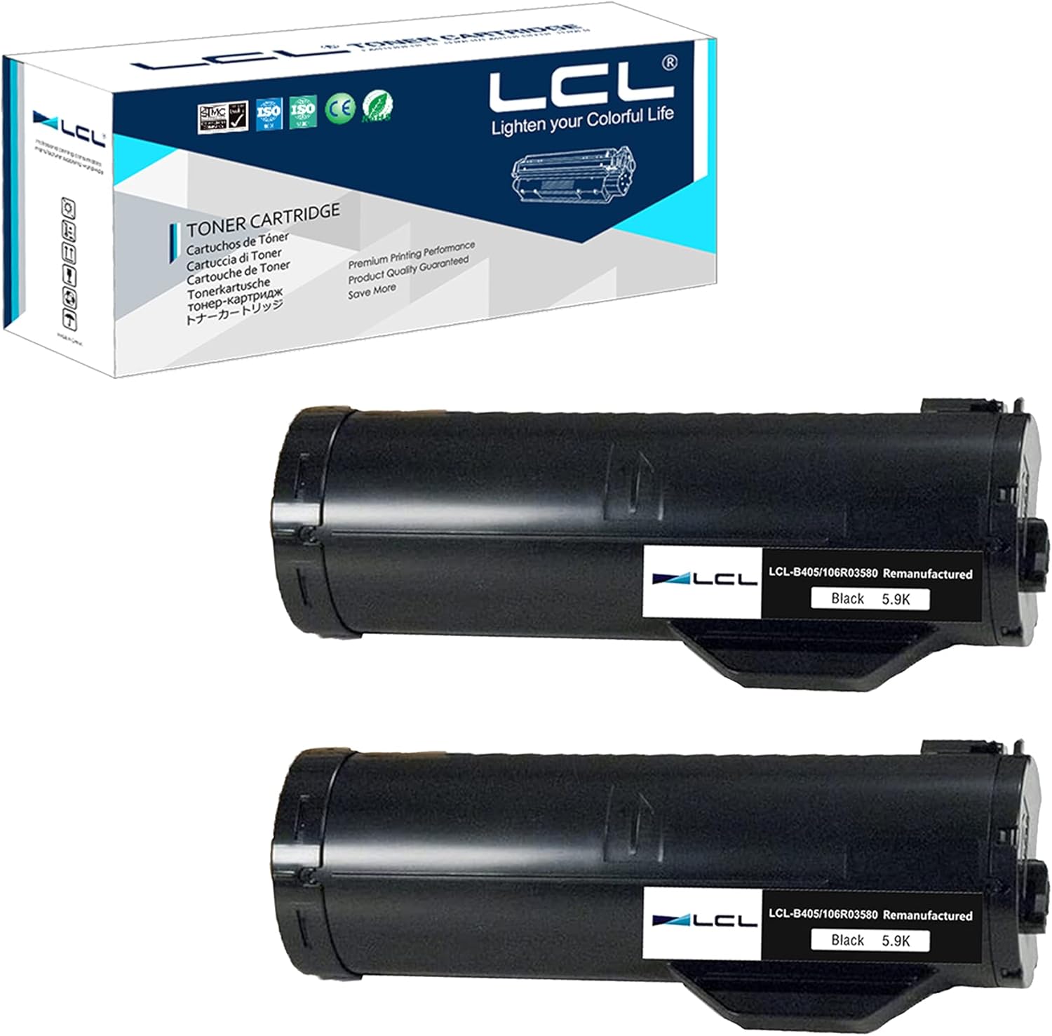 LCL Remanufactured Toner Cartridge Replacement for VersaLink B405 B400 B400DN B400N B405DN 106R03580 (2-Pack Black) Pack of 2