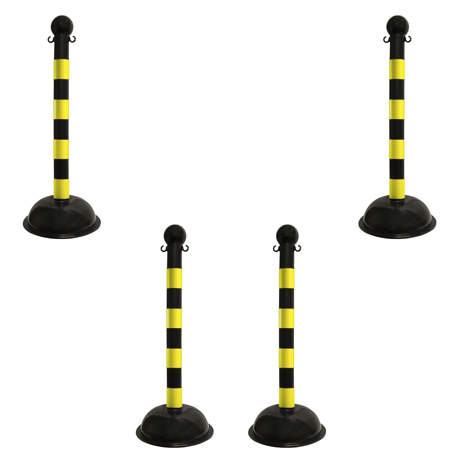 Mr. Chain Heavy-Duty Stanchion, Yellow, 41-Inch Height, 3-Inch Diameter Pole, Pack of 4 (99902-4)