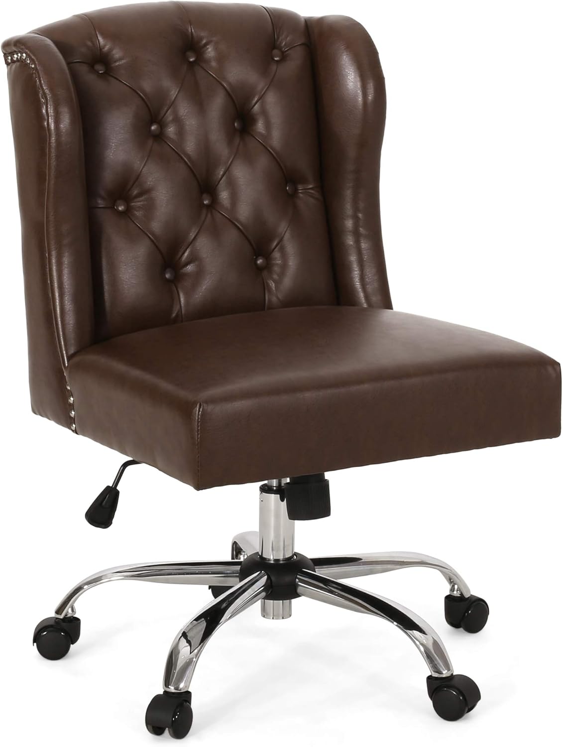 Christopher Knight Home Tammy Contemporary Wingback Tufted Swivel Office Chair, Midnight Black