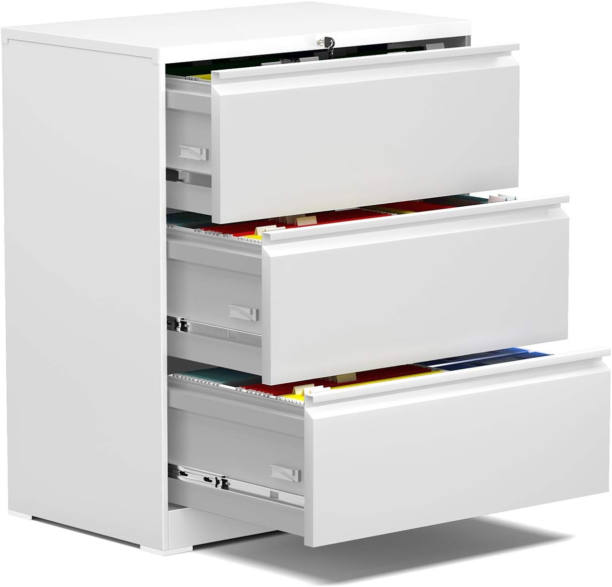 AOBABO 3 Drawer Lateral File Cabinet,Metal Filing Storage Cabinet with Lock,Steel File Cabinets for Office and Home,Black,Assembly Required