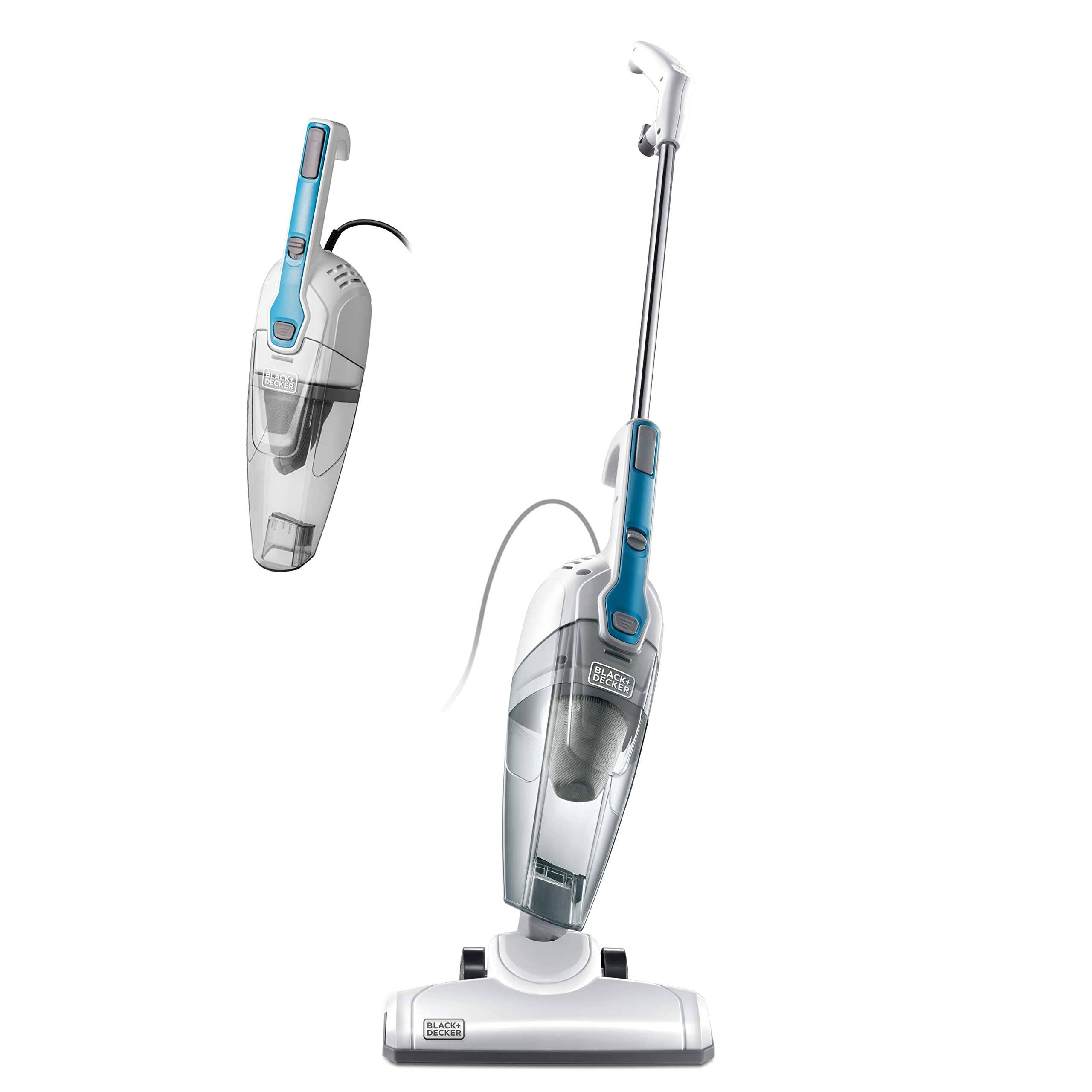Black u0026 Decker Bdst1609 3-in-1 Corded Lightweight Handheld Cleaner u0026 Stick Vacuum Cleaner, White with Aqua Blue