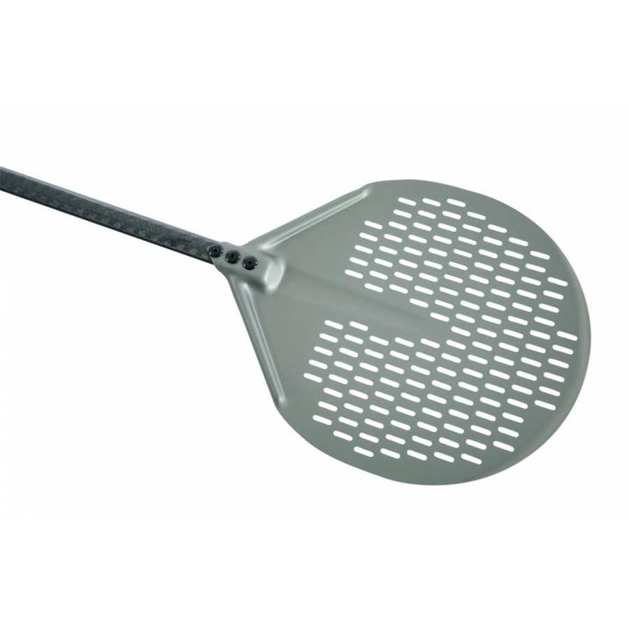 Gi Metal ACB-50RF Carbon 20x22 Anodized Aluminum Square Perforated Pizza Peel with 59x22 Handle
