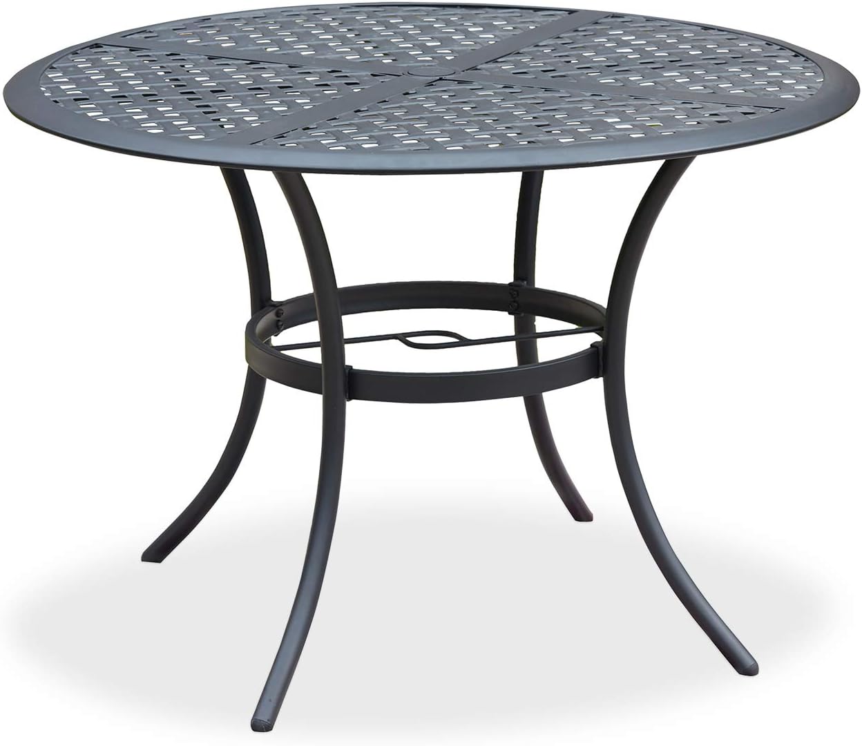 Romayard 42 Inch Outdoor Dining Table Round Patio Bistro Table Powder-Coated Steel Frame Top Patio Dining Table Outdoor Furniture Garden Table with 2.1