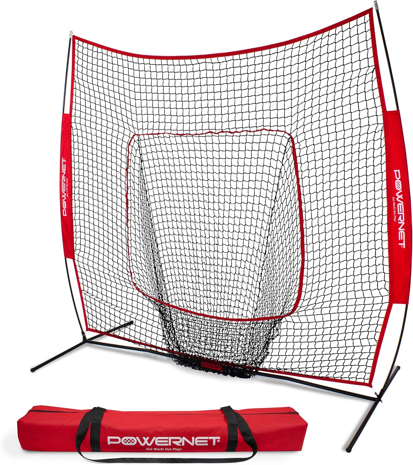PowerNet Baseball and Softball Practice Net 7 x 7 with Bow Frame