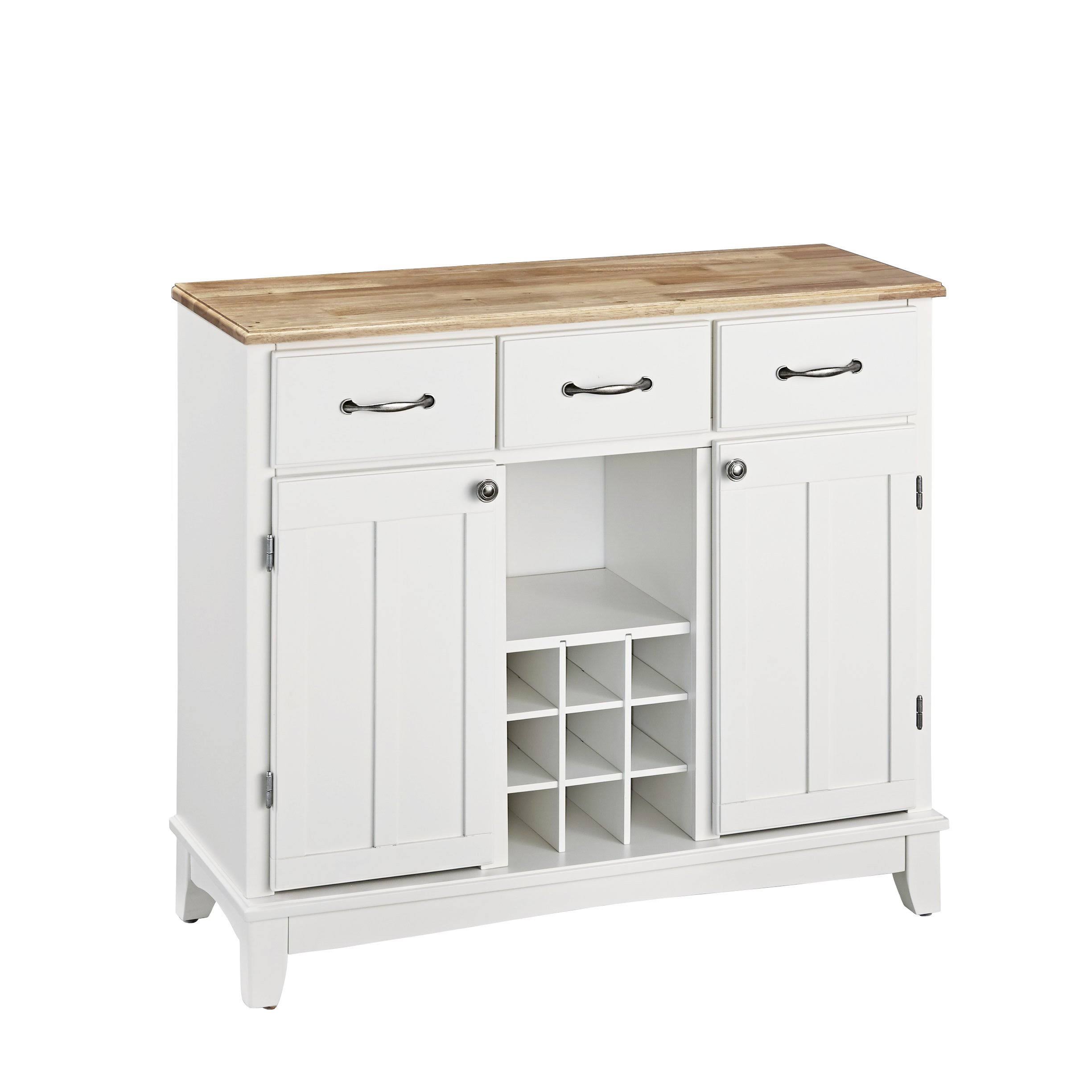 Home Styles Hutch-Style Buffet- White/ Natural, Accent, Wood Top,White