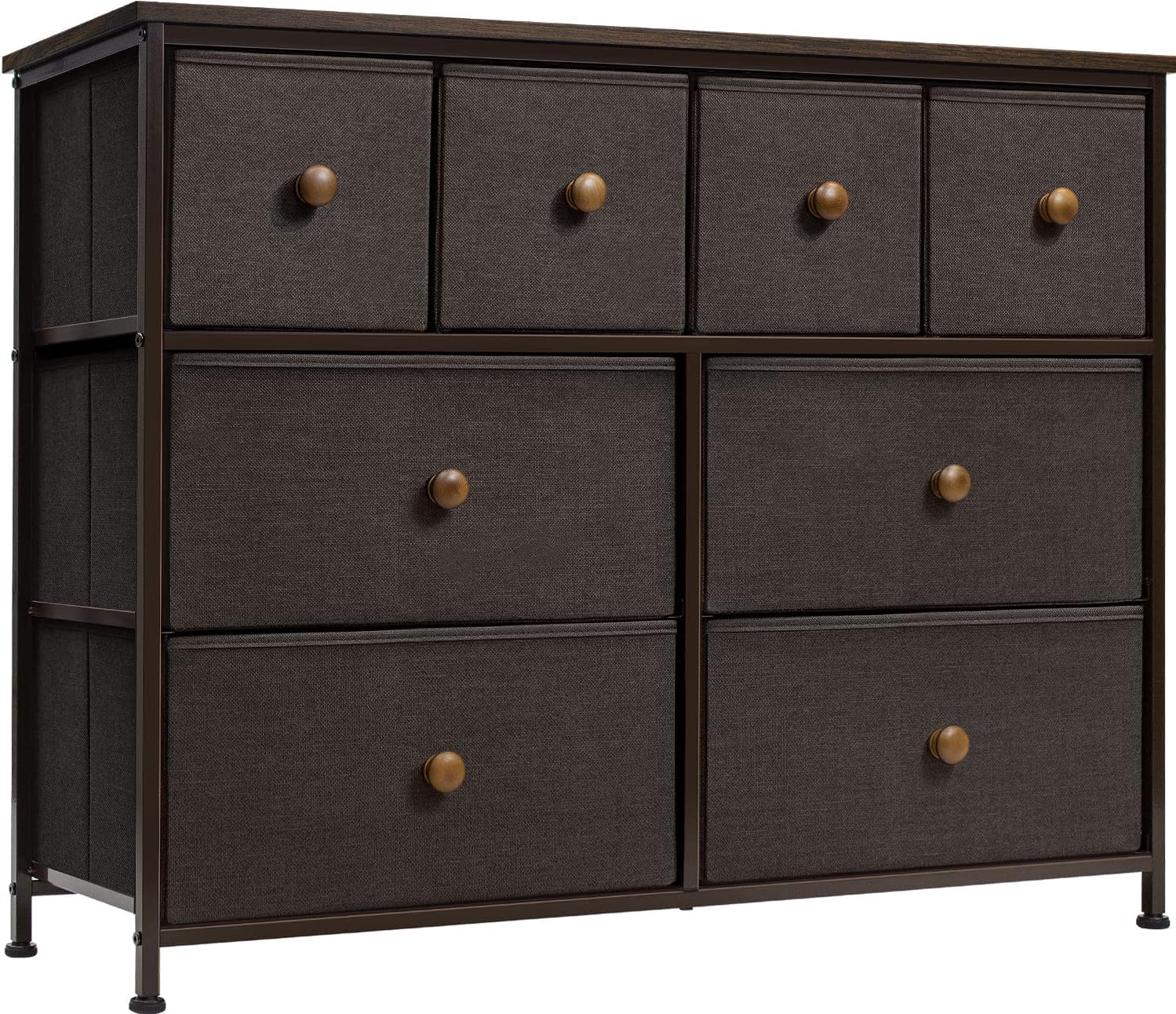 Sorbus Fabric Dresser for Bedroom - Chest of 8 Drawers, Storage Tower, Clothing Organizer, for Closet, for Living Room, Steel Frame, Fabric Bins - Knob Handle (Black)