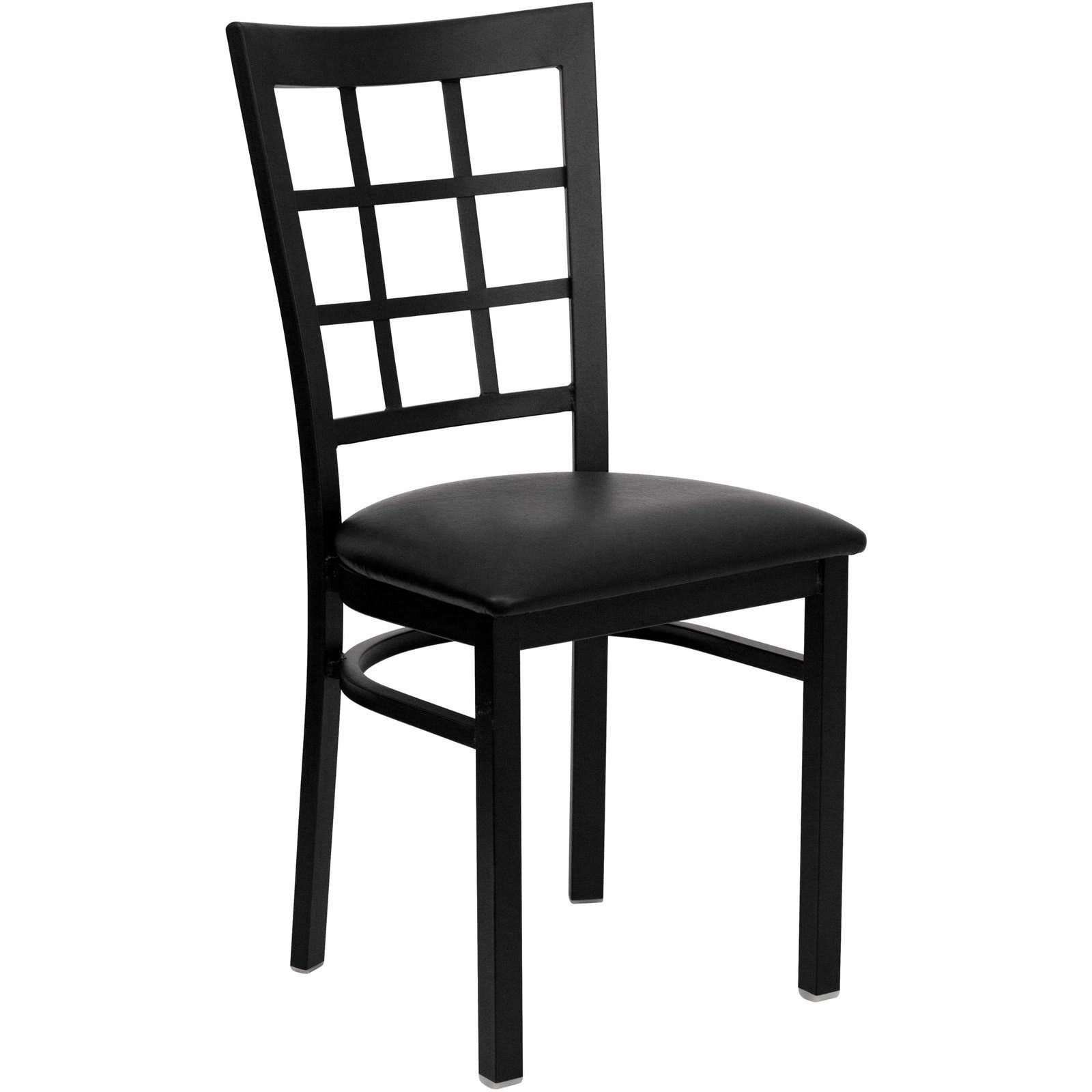 Flash Furniture Window Back Chairs - Set of 2, Black Metal / Black Vinyl Seat