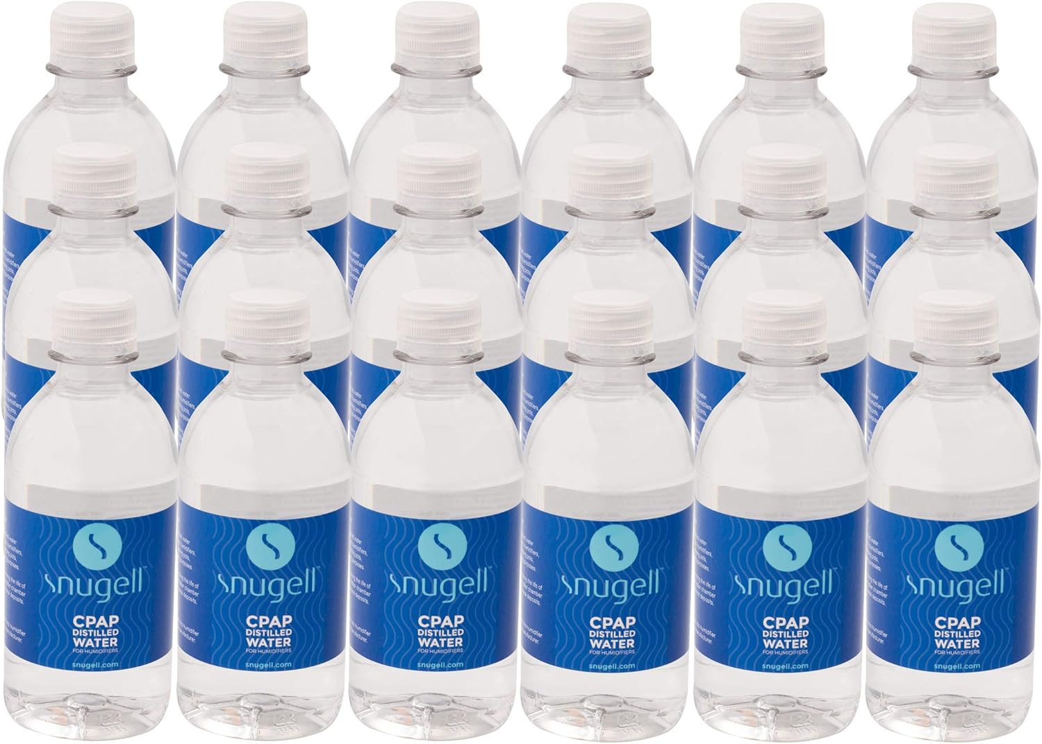 Distilled Water for CPAP Humidifiers by Snugell™ | 24 Bottle Pack 12oz H20 | Travel Friendly | 12oz H2O | Made in USA | Pack of 2