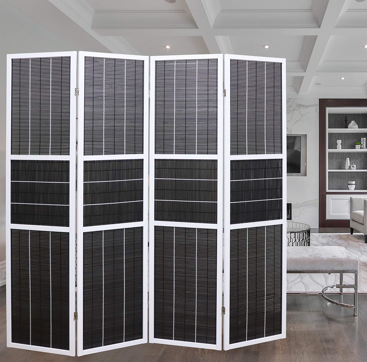 GL Global Life 4 Panel 6ft Tall Modern Style Room Divider, Folding Privacy Room Divider Screens, Partition & Space Divider, Space Seperater, Freestanding