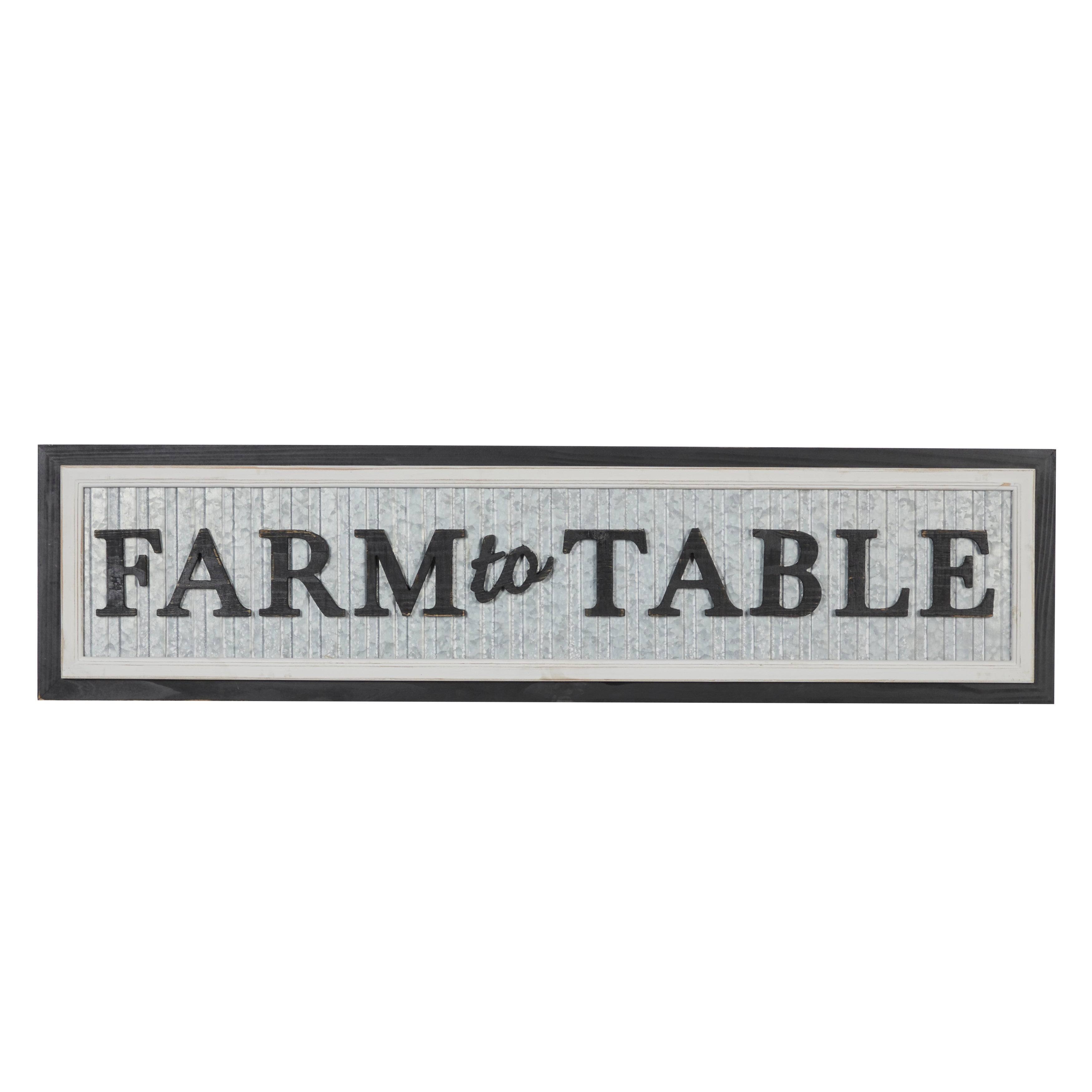 Monroe Lane 44.5 in x 11 in Black and White Rectangular Farm to Table Wood and Metal Wall D&eacute;cor Sign - Multi