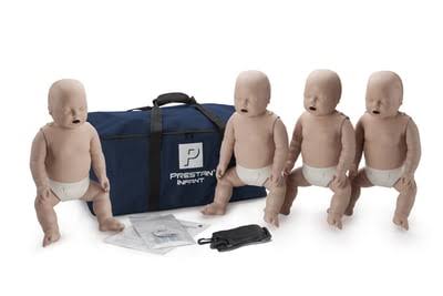 4-Pack of Infant CPR Manikins with Compression Rate Monitors by Prestan, Dark Skin Tone PP-IM-400M-DS