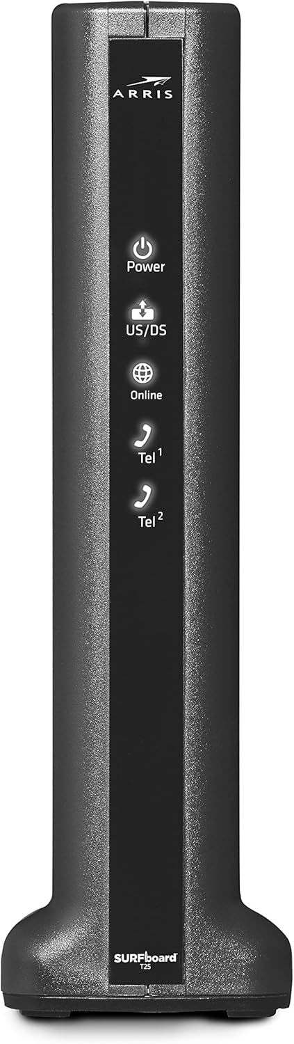 ARRIS SURFboard T25 DOCSIS 3.1 Gigabit Cable Modem | Certified for Xfinity Internet & Voice (Black) for plans up to 1000 Mbps