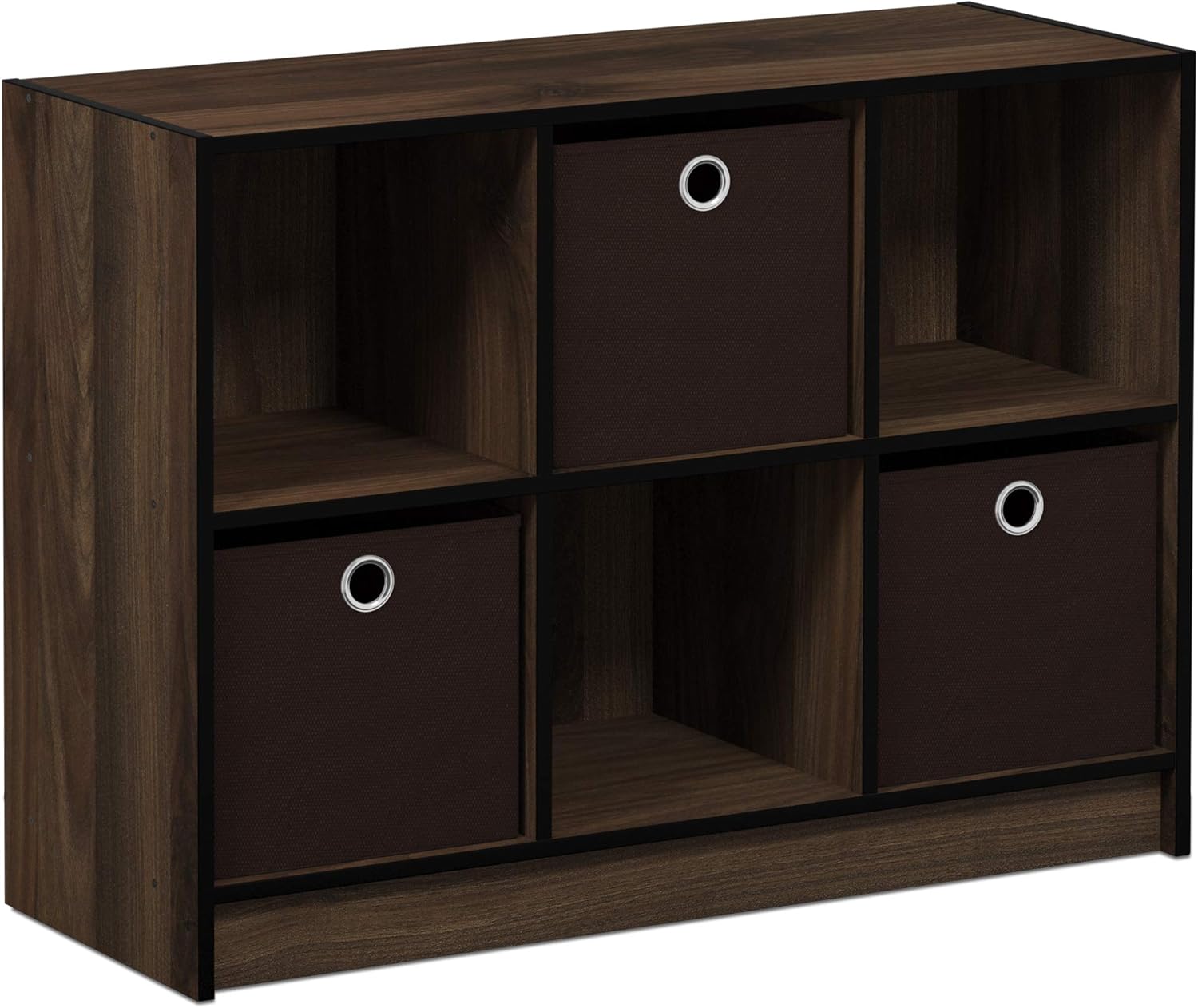 FURINNO Basic 3x2 Bookcase Storage, Americano/Brown Pack of 2