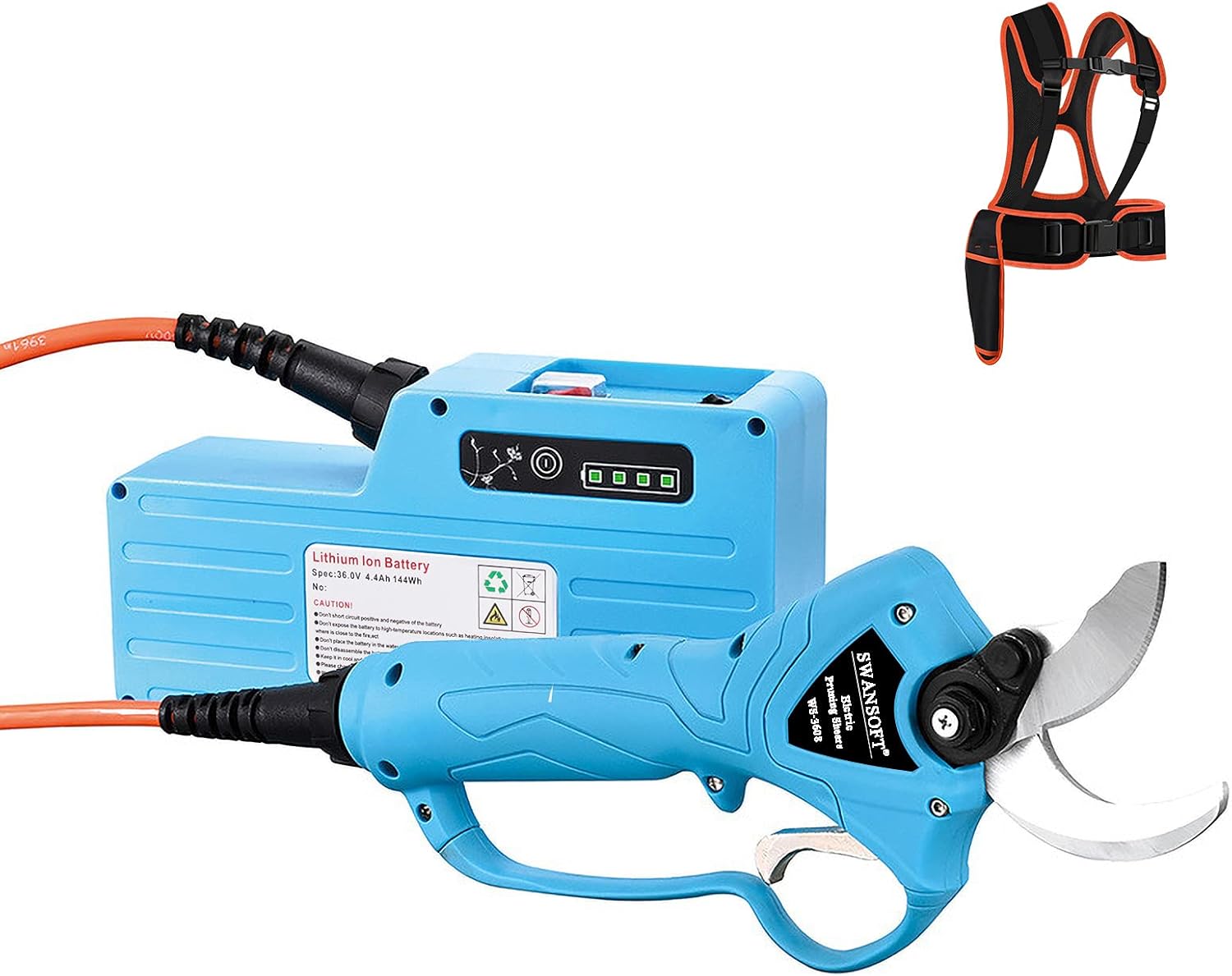 SWANSOFT Electric Pruning Shears, Backpack Pruner with 1.5 Inch Cutting Diameter, Battery Powered Pruner with 4Ah Rechargeable Lithium Battery