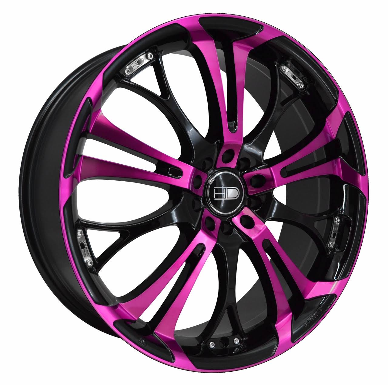 HD Wheels - Spinout Gloss Black with Pink Face (18x22 x 7.5