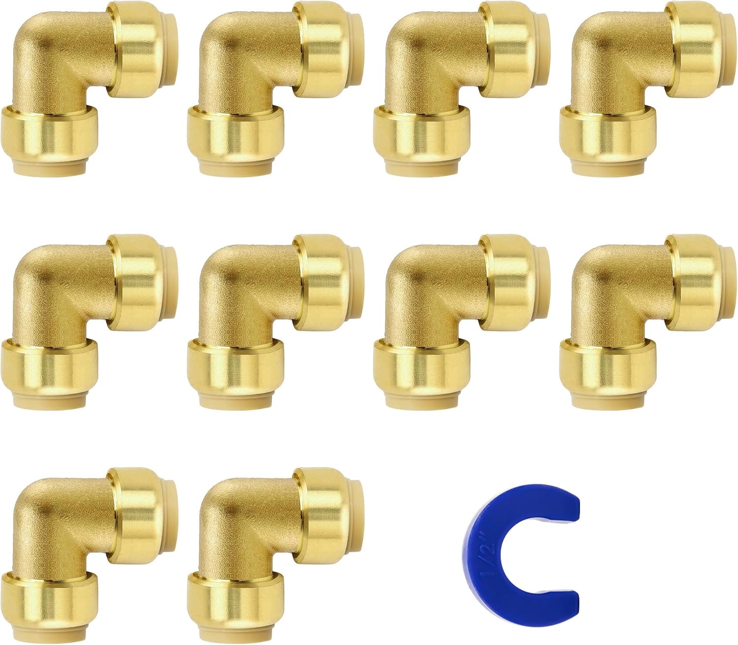 VINTEX 1/2-Inch 90-Degree Elbow, 10 Pack Push-to-Connect Plumbing Fittings with 1/2