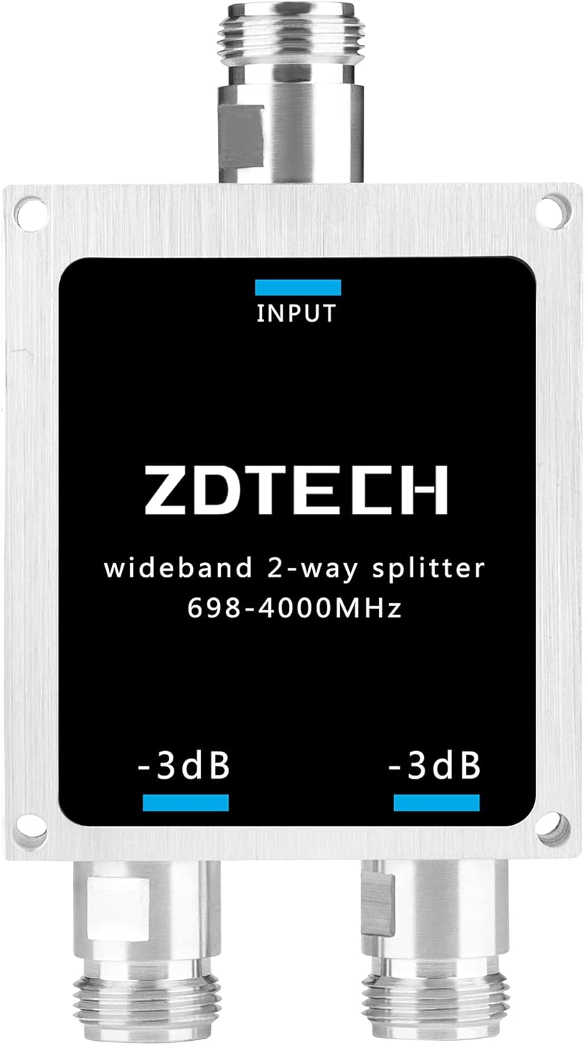 ZDTECH WideBand 2-Way Splitter with N-Female Connectors 50 Ohm Signal Splitter for 3G/4G/LTE/5G(698-4000MHz) Pack of 2