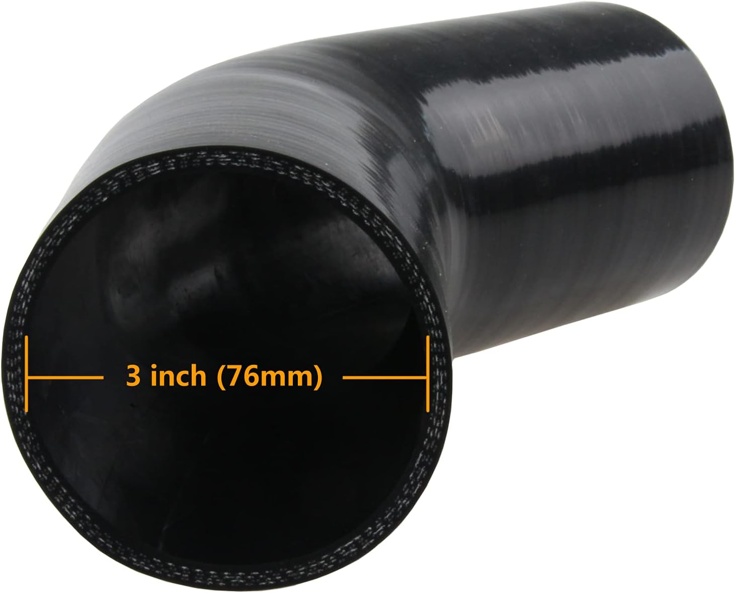 Ucreative 45 Degree 4-Ply 5MM Thickness High Performance Elbow Silicone Hose Coupler Black (3 inch (76mm))