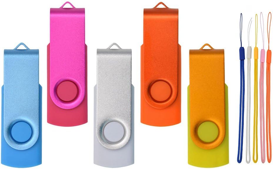 10 Pack 256MB Thumb Drives,Swivel USB 2.0 Flash Drive Colorful Memory Sticks with String by Kepmem