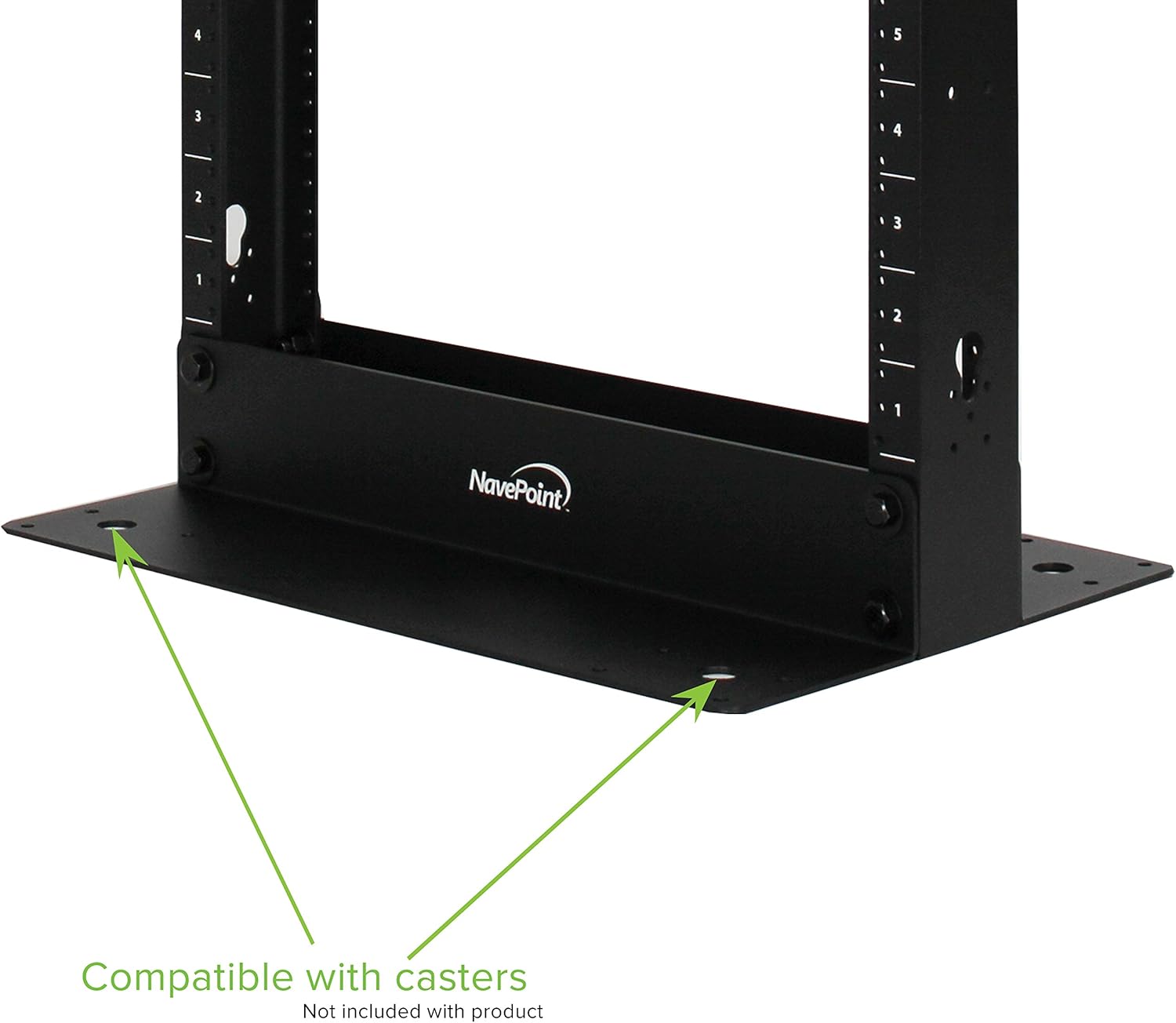 NavePoint 25U Lightweight 2-Post IT Open Frame Server Network Relay Rack Aluminum Black